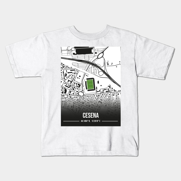 Cesena FC Stadium Map Design Kids T-Shirt by TopFootballStadiums